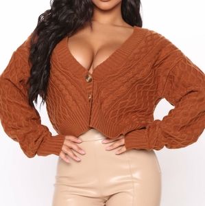 Cognac cropped cardigan